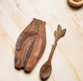 Acadia wood bear spoon rest 2pc set