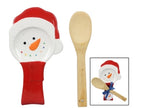 Ceramic Vibrant & Bright Snowman Spoon Rest w wooden spoon