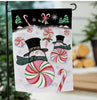 Peppermint Snowmen Suede Garden Flag
