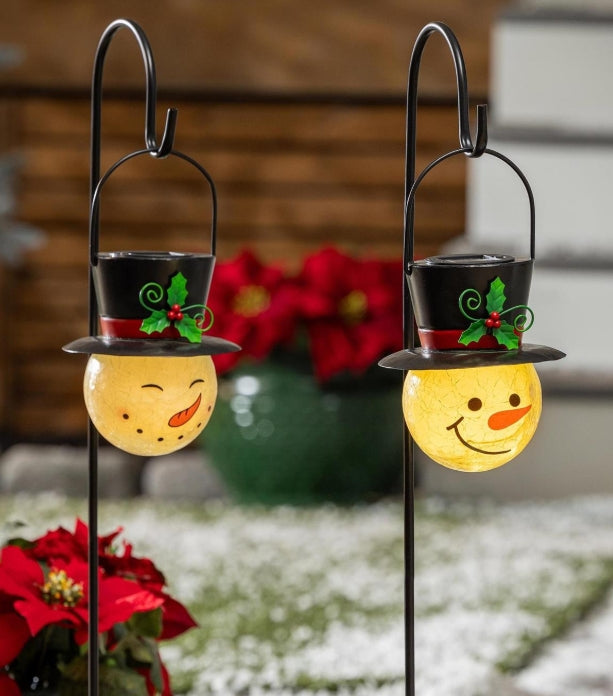 Glass Snowman Orb Garden Stake