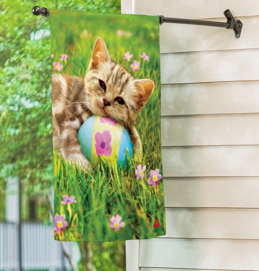 Kitten Easter House Flag