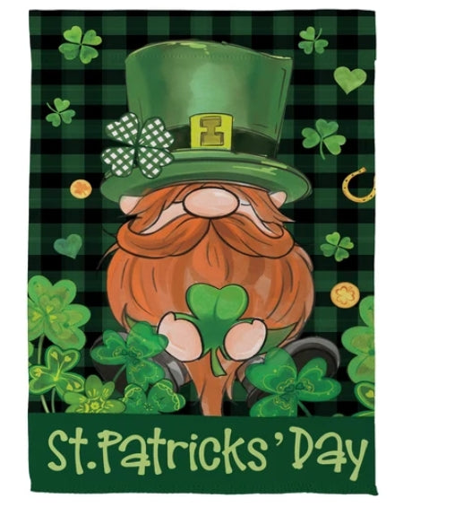 St Patrick's Day Gnome House Flag