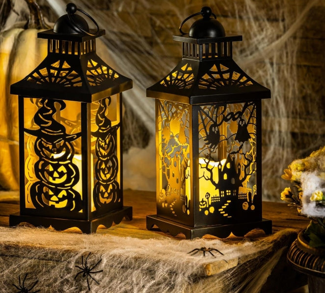 Metal Halloween Lantern with LED Candle