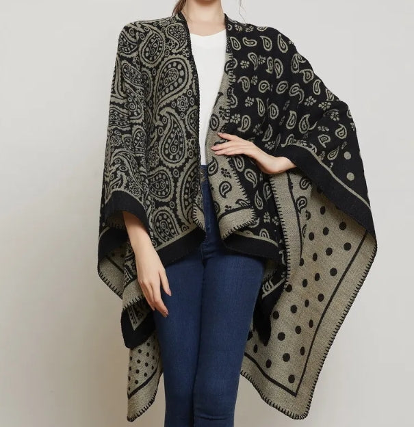 Reversible Paisley/Polka Dot Bohemian Wrap