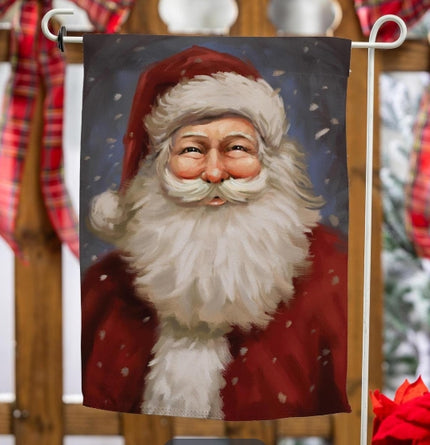 Joyful Santa Suede Garden Flag