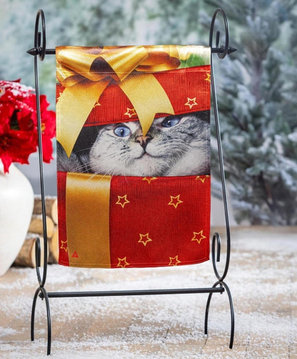 Christmas Gift Cat Lustre Garden Flag