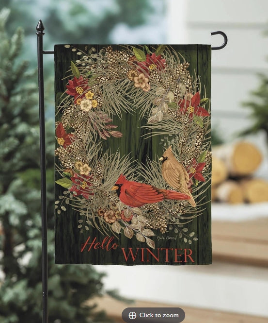 Hello Winter House or Garden Flag