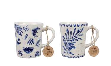 Blue and White Botanical Mug