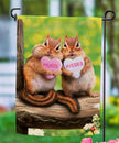 Valentine Chipmunks Suede Garden Flag