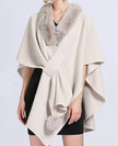 Faux Fur Collar Poncho