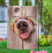 Dog with heart valentines garden flag
