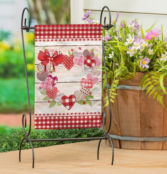 Heart Wreath Valentines Garden Flag