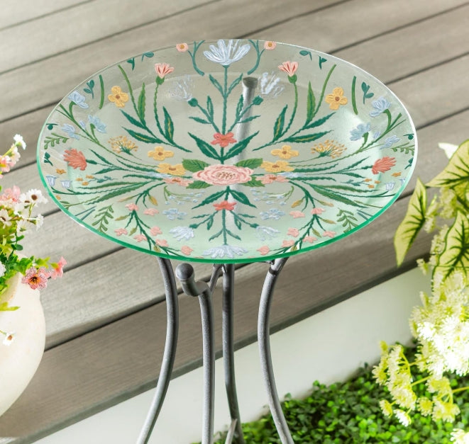Glass Fold Art Bird Bath