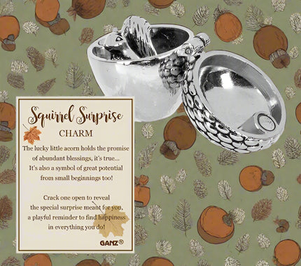 Acorn with squirrel surprise pocket charm