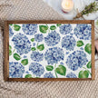 Round wooden tray with Hydrangea design 14 inch