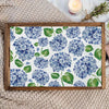 Round wooden tray with Hydrangea design 14 inch