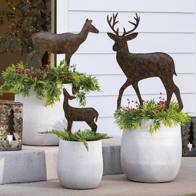 Set of 3 Plow and Hearth Deer Stakes