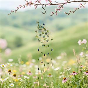 Peacock beaded wind chime