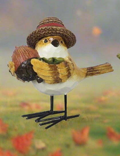 Resin Bird in Fall Color with Metal Feet