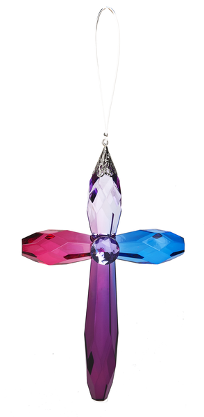 Crackle style rainbow cross