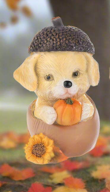 Autumn Harvest Puppy Figurines