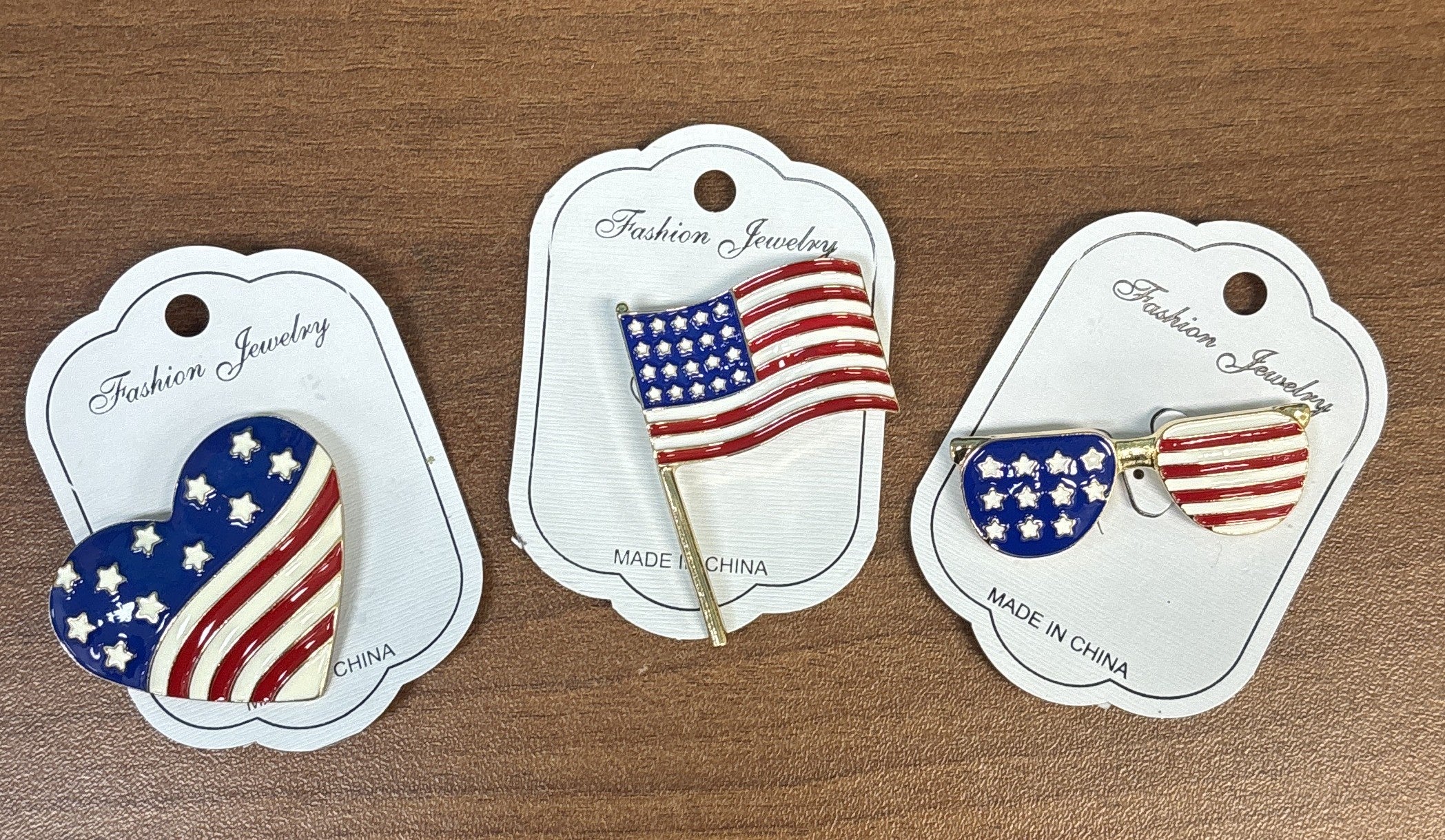 Red White & Blue fashion pins