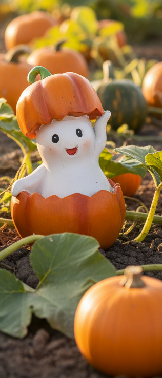 Ghosts in Pumpkin Figurines