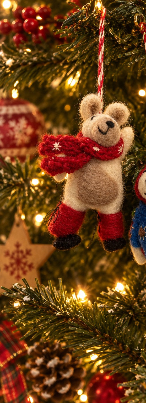 Wool Skating Polar Bear Ornaments
