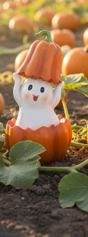 Ghosts in Pumpkin Figurines