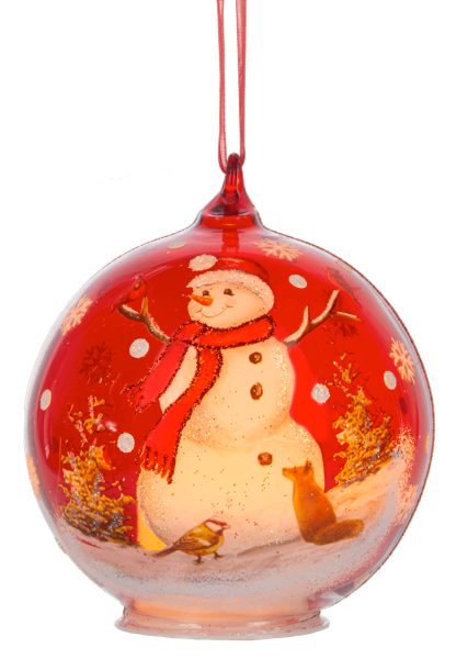 LED Snowman Glass Ornaments