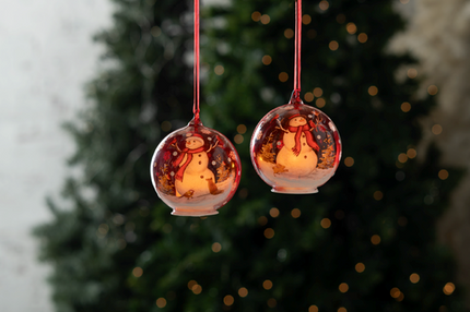 LED Snowman Glass Ornaments