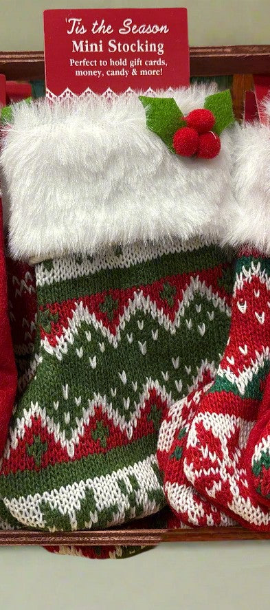 Knitted Christmas Stocking Gift Card Holder