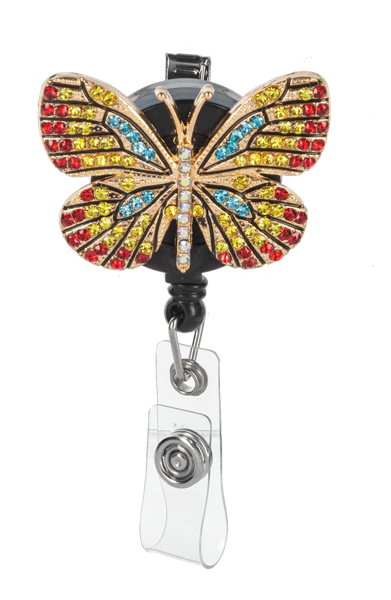 Butterfly Crystal ID badge reel