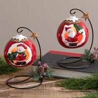 Santa or Snowman LED ornament with decorated stand