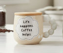 Ceramic Thought Bubble Mugs with Bamboo Lid/Coaster