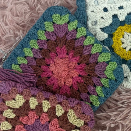 Crochet Flower Granny Square Coin Purse
