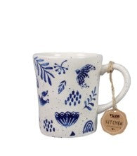 Blue and White Botanical Mug
