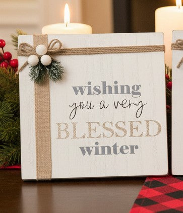 White Wooden Christmas Box Signs