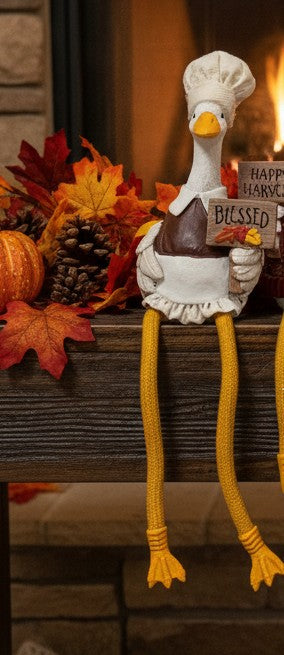 Festive Fall Goose Shelf Sitter