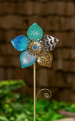 Metal Metallic Flower Garden Stake