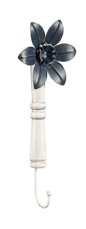 Metal and wood flower wall hook