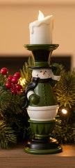 Resin Snowman LED Pillar Candle