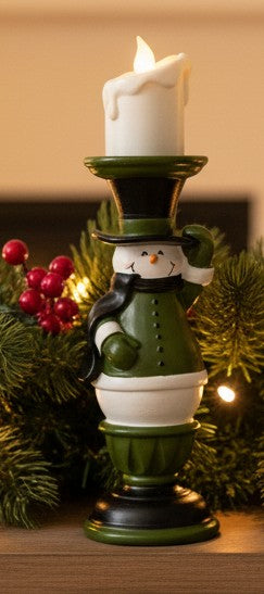 Resin Snowman LED Pillar Candle
