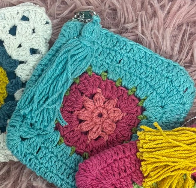 Crochet Flower Granny Square Coin Purse