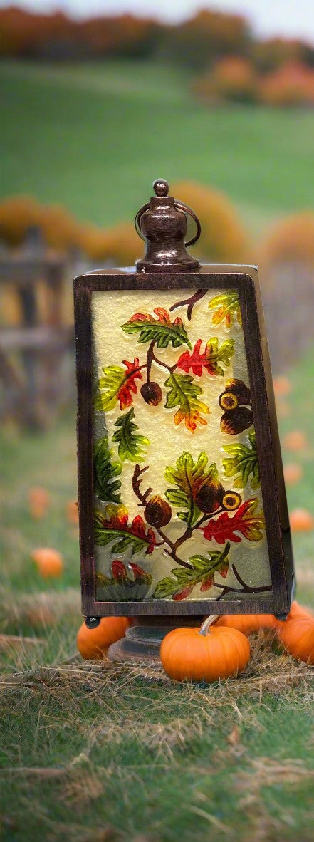 Harvest Glass and Metal LED Lantern, 15