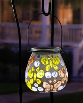 Mosaic Glass Floral Solar Lantern