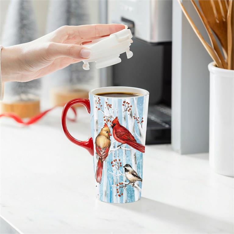 Snowbird Cardinal Couple Travel Mug