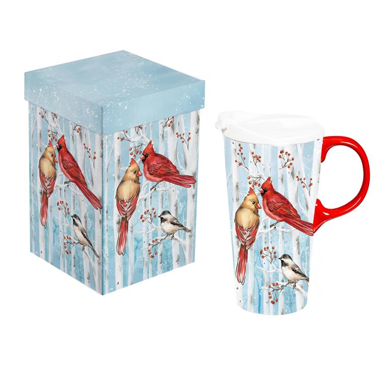 Snowbird Cardinal Couple Travel Mug