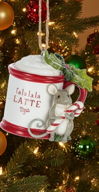 Mouse in mug ornament