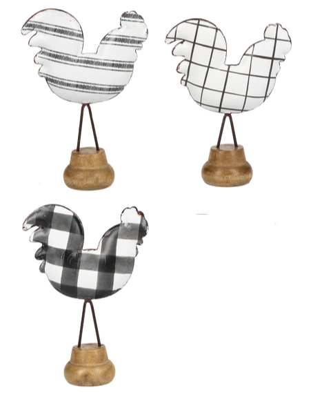 Black and White Design Rooster Table Decor
